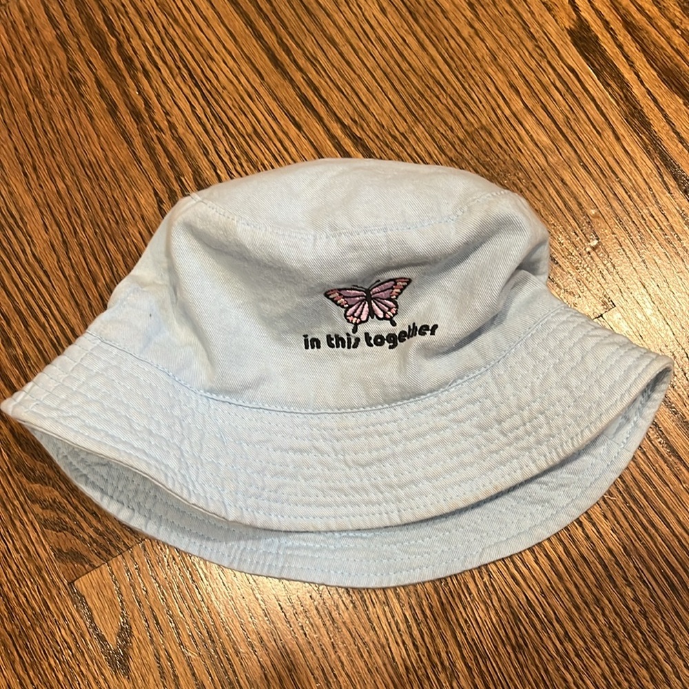 Little Girls Blue Butterfly In This Together Bucket Hat